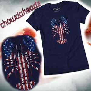🗺️ Chowdaheadz New Without Tags Womens Small Lobstah 'Merica T-shirt New